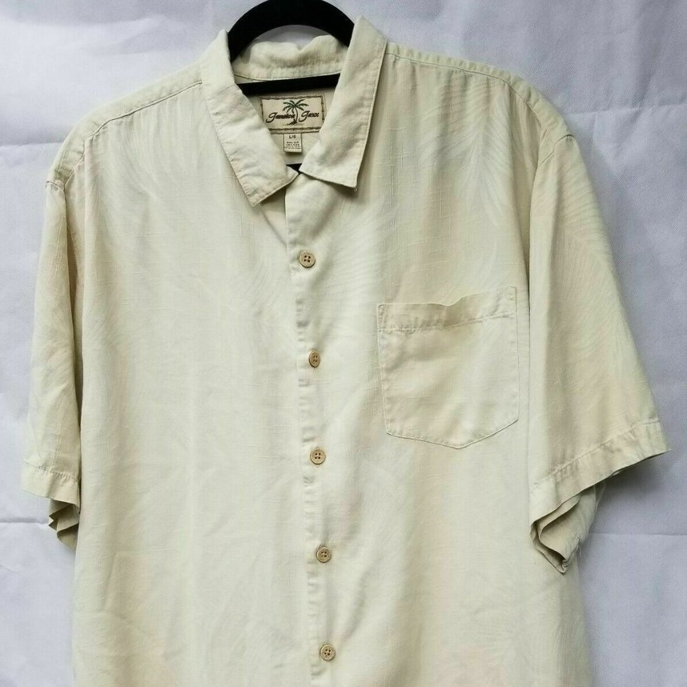 Jamaica Jaxx Men Beige Short Sleeve Silk Button up